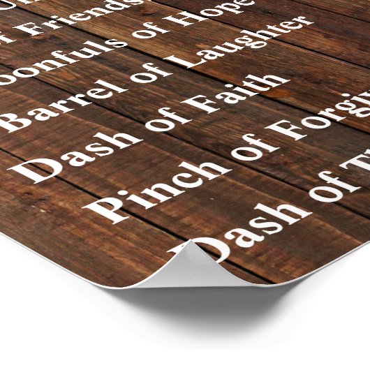 Poster Recette pour un mariage heureux signe Mariage occi (Coin)