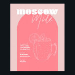 Poster Recette rose vintage inspirée de Moscou Mule et<br><div class="desc">Recette moscovite vintage inspirée Retro rose et rose foncé</div>
