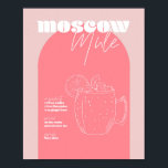 Poster Recette rose vintage inspirée de Moscou Mule et<br><div class="desc">Recette moscovite vintage inspirée Retro rose et rose foncé</div>