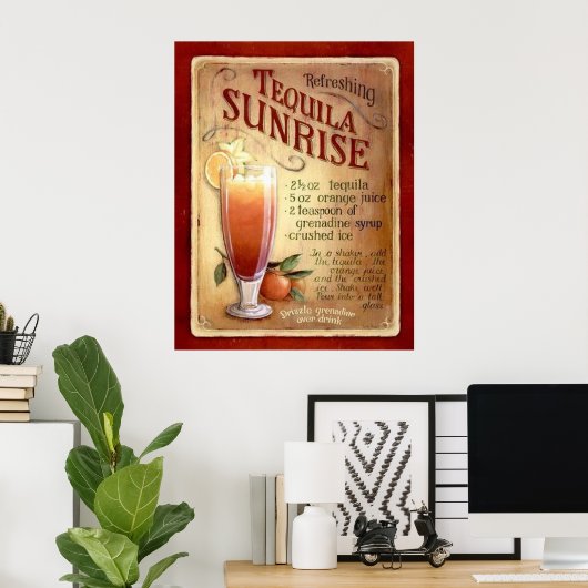 Poster recette tequila sunrise (Bureau à domicile)