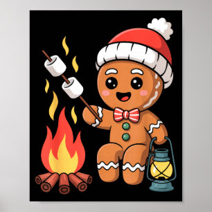 Poster Réchaud de guimauve en pain d'épice Noël Camng Chr