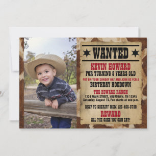 Poster Recherché Cowboy Invitation Anniversaire