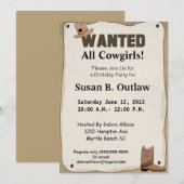 Poster Recherché Cowgirl Anniversaire Invitation (Devant / Derrière)