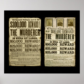 Poster Recherché/Récompense Duo : Booth, Surratt, 