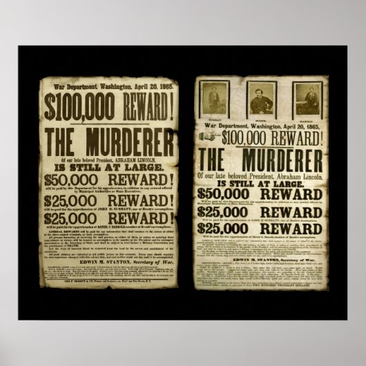 Poster Recherché/Récompense Duo : Booth, Surratt,  (Devant)