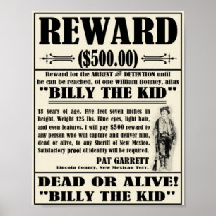 Poster Recherché vintage Billy the Kid