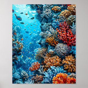 Poster 🌊 Récif de corail coloré sous l'eau Océan Nature