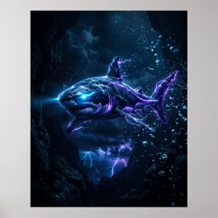 Poster Recif de Requin Électrique Art de Courant Chargé