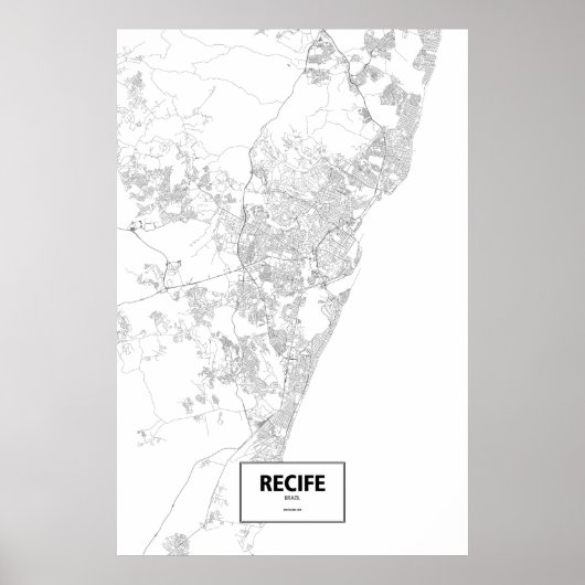 Poster Recife, Brésil (noir sur blanc) (Devant)