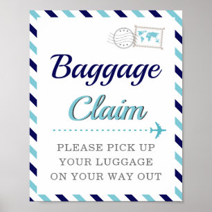 Poster Réclamation de bagages bleu marine Table de faveur