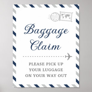 Poster Réclamation de bagages gris marine Table de faveur