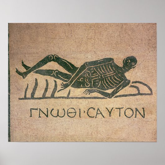 Poster Reclining skeleton with the caption 'Know (Devant)