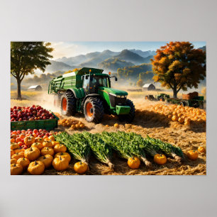Poster Récolte à la ferme