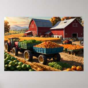 Poster Récolte à la ferme