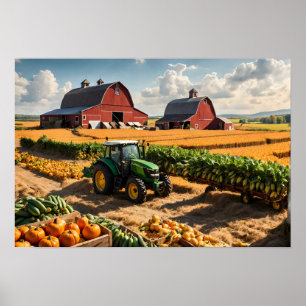 Poster Récolte à la ferme