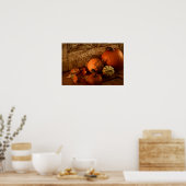 Poster Récolte Automne/ Citrouilles Et Gourds À La Porte (Cuisine)