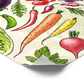 Poster Récolte de légumes et d'herbes sur le blanc (Coin)