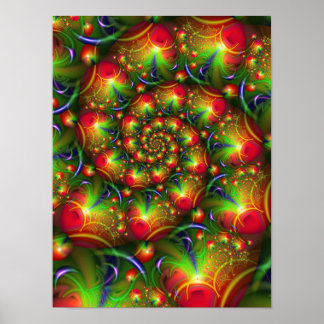 Poster Récolte de pommes en spirale fractale de Noël vibr