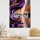Poster Récolte dorée design luxe léopard violet automne (Cuisine)