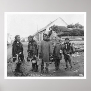 Poster Récolteuses esquimaudes 1916 de baie de Nome