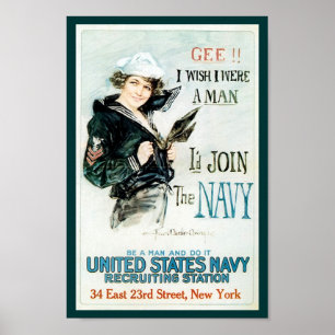 Poster Recrutement de marine de Première Guerre Mondiale
