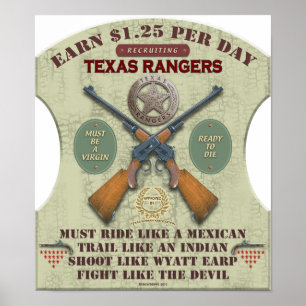 POSTER - RECRUTEMENT DE RANGERS TEXAS 1887