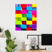 Poster Rectangle 3D couleur Abstrait bloc mur moderne (Bureau à domicile)