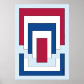 Poster Rectangle Abstrait en rouge, blanc et bleu (Devant)