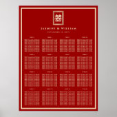 Poster Rectangle Or 囍 Mariage Chinois Rouge Plan de Table (Devant)
