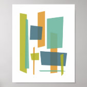 Poster Rectangles Abstraits Transparents Vert Orange Bleu (Devant)