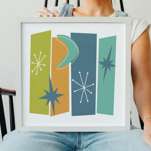 Poster Rectangles Atomiques Boomerang Starburst Milieu de