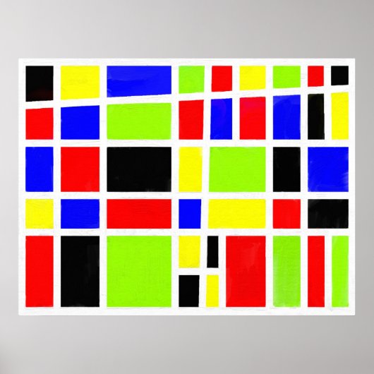 Poster Rectangles colorées (peinture à l'huile numérique) (Devant)