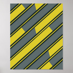 Poster Rectangles diagonales en gris jaune et gris foncé