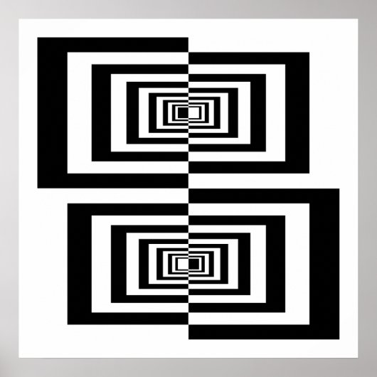 Poster Rectangles Géométriques Abstraits Noir & Blanc Mod (Devant)
