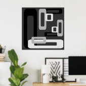 Poster Rectangles stylisées Gris/Noir/Blanc (Bureau à domicile)