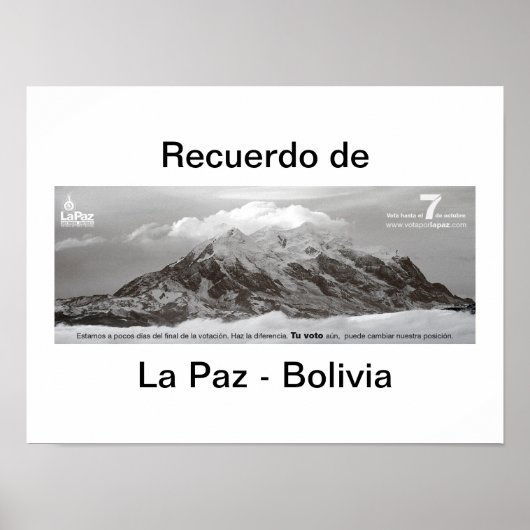 Poster recuerdo de Las Paz (Devant)
