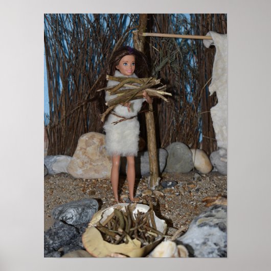 Poster Récupération du bois pour le feu. (Devant)