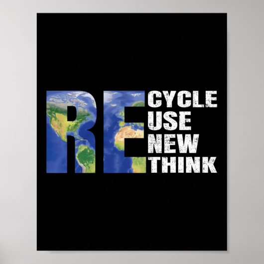 Poster Recycle Réutiliser Renouveler Repenser Jour des te (Devant)