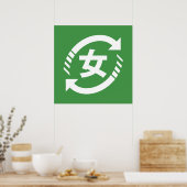 Poster Recycler les filles japonaises | SYMBOLE Kanji Nih (Cuisine)
