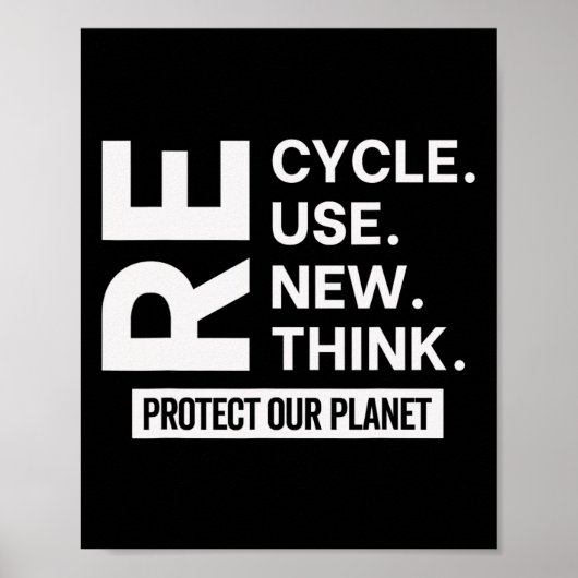 Poster Recycler Réutiliser Repenser Repenser Protéger not (Devant)