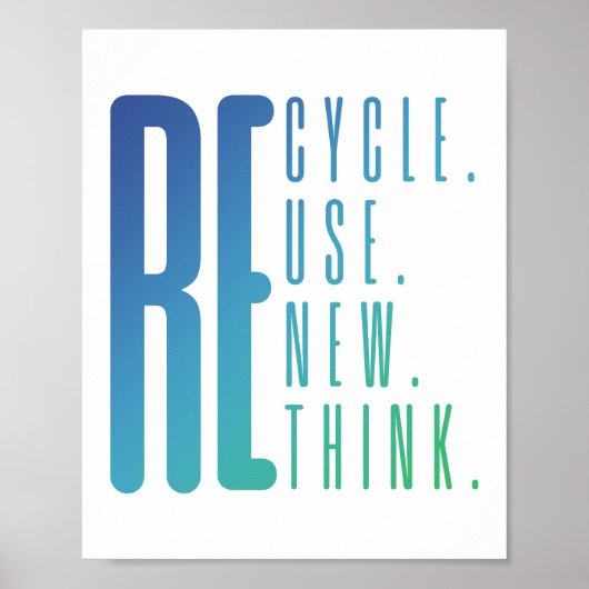 Poster Recycler Réutiliser Réutiliser Repenser (Devant)