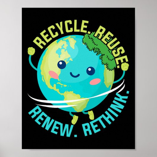 Poster Recycler Réutiliser Réutiliser Repenser Jour des t (Devant)