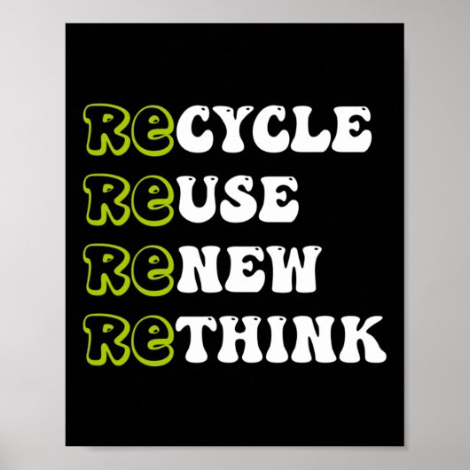 Poster Recycler Réutiliser Réutiliser Repenser Pour Recyc (Devant)