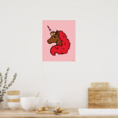 Poster Red Afro Unicorn (Cuisine)