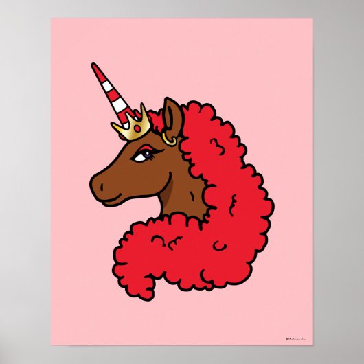 Poster Red Afro Unicorn (Devant)