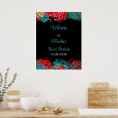Poster Red Alcohol Ink Sweet 16 Birthday Party Welcome (Cuisine)