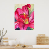 Poster Red Alert Lily aquarelle peinture de fleur (Cuisine)