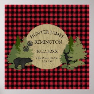 Poster Red and Black Buffalo Check Plaid Baby Boy Nursery
