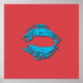 Poster Red and Blue Kissing Lips (Devant)