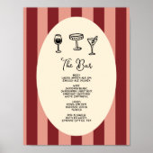 Poster Red and Blush Striped “ The Bar” Sign. (Devant)